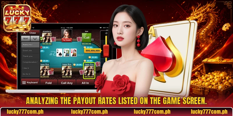Analyzing the payout rates listed on the game screen Analyzing the payout rates listed on the game screen