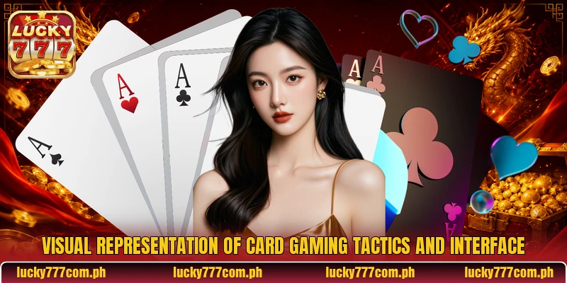 Visual representation of card gaming tactics and interface